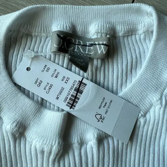 J Crew Ruffle Trim Shell Tank Top In Premium Ultra Fine Cotton XXS White Flaw - Picture 2 of 12